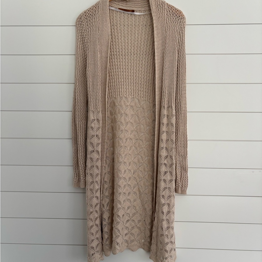 Belldini Crochet Look Cream Cardigan Size M